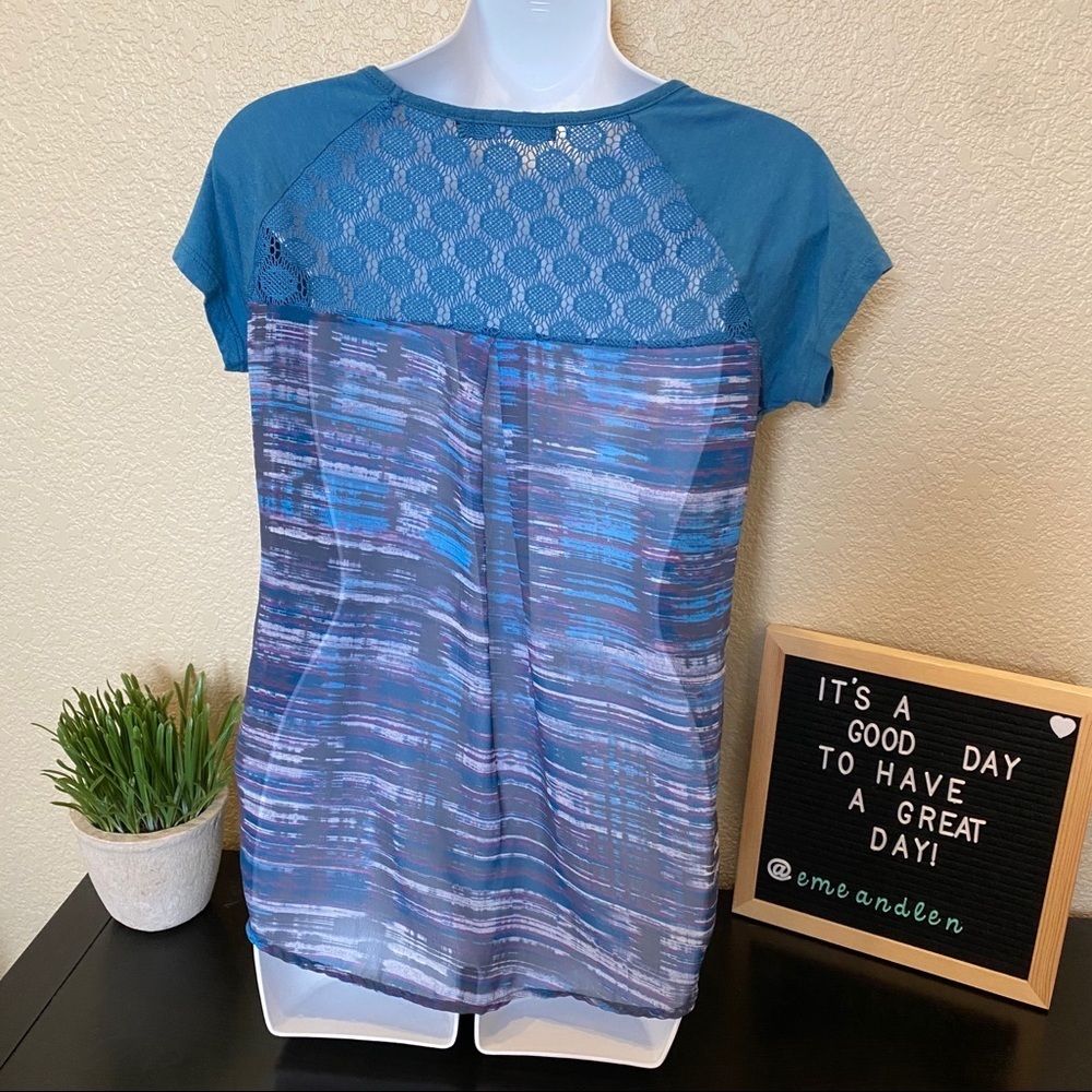 Prana lace crochet top short blue xs - Picture 3 of 4